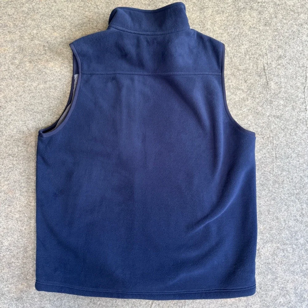 LL Bean Mens Fleece Vest Navy Blue Full Zip Mock Neck Large Tall 0WN33